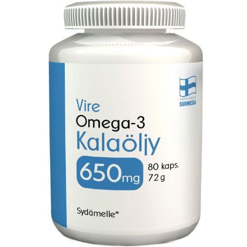 Рыбий жир омега-3 Vire Kalaöljy Omega-3 650 мкг, 80 капс