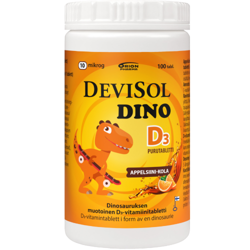Витамин Д для детей 10 мкг (400МЕ) Devisol Dino D вкус апельсин-кола, 100 табл