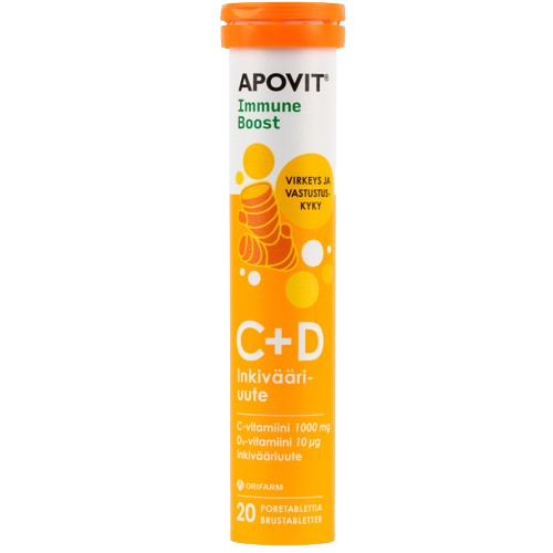 Витамин С +D с имбирем Apovit Immune Boost C + D 20 шипучих таблеток