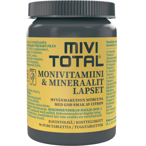 Витаминный комплекс для детей Mivitotal Monivitamiini & mineraalit Lapset 90 табл с лимонным вкусом
