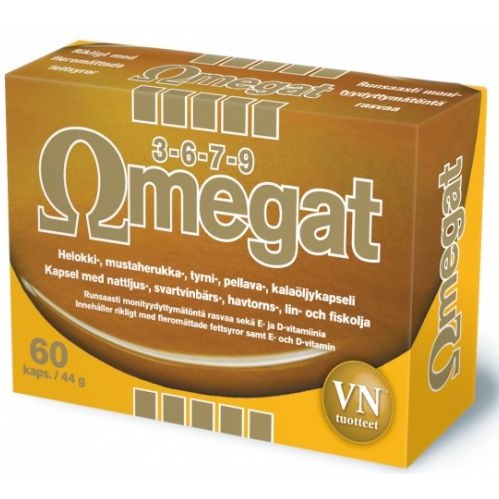 Рыбий жир Omegat 3-6-7-9 EPA+DHA +GLA+ALA +витД+витЕ. 60 шт