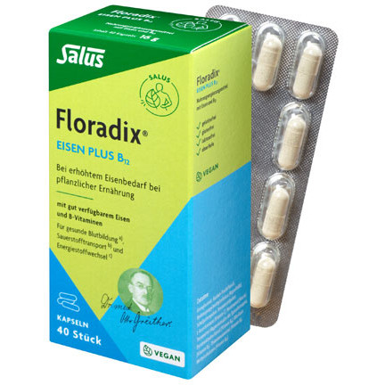Железо глюконат и витамин B12 FLORADIX Eisen plus B12, 40 капс