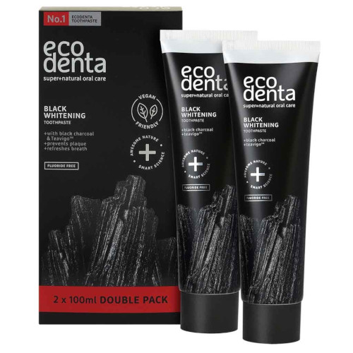 Зубная паста с углем отбеливающая Ecodenta Black Whitening 2x100 мл